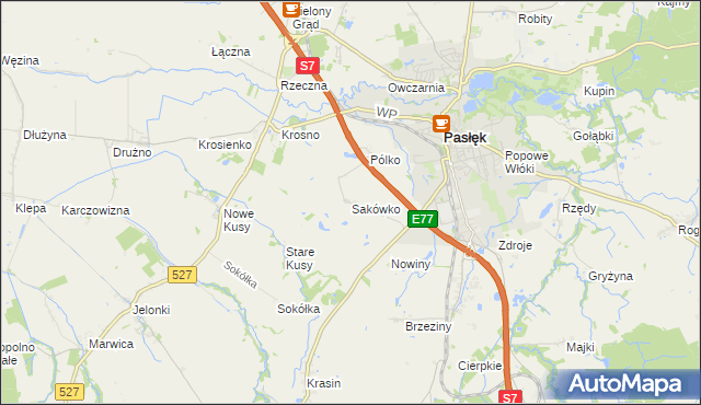 mapa Sakówko, Sakówko na mapie Targeo