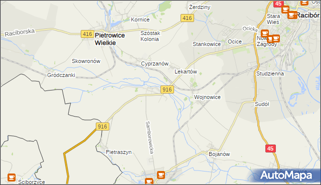 mapa Samborowice gmina Pietrowice Wielkie, Samborowice gmina Pietrowice Wielkie na mapie Targeo