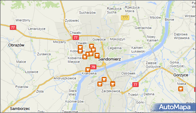 mapa Sandomierza, Sandomierz na mapie Targeo