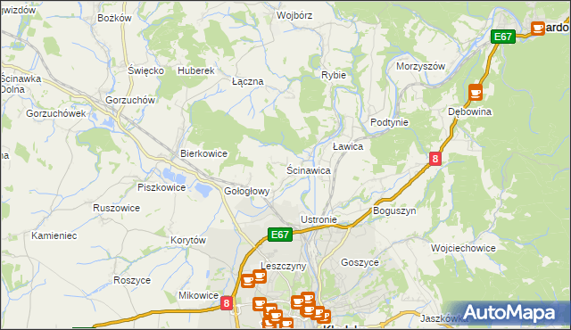 mapa Ścinawica, Ścinawica na mapie Targeo