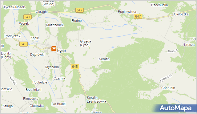 mapa Serafin gmina Łyse, Serafin gmina Łyse na mapie Targeo