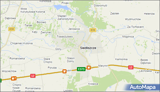 mapa Siedliszcze powiat chełmski, Siedliszcze powiat chełmski na mapie Targeo