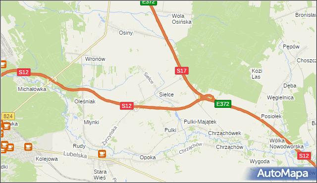 mapa Sielce gmina Końskowola, Sielce gmina Końskowola na mapie Targeo