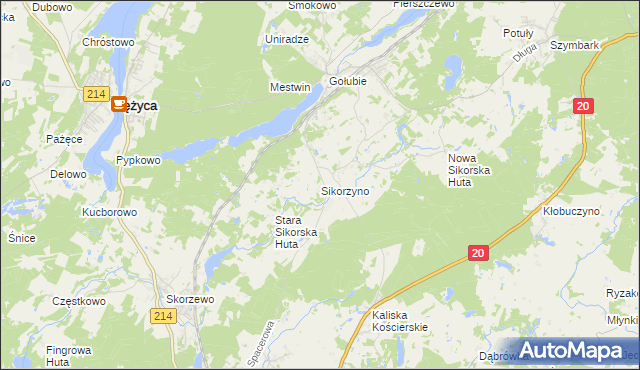 mapa Sikorzyno, Sikorzyno na mapie Targeo