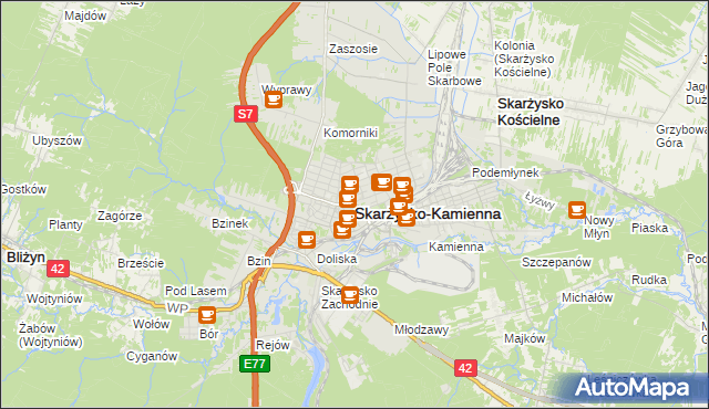 mapa Skarżysko-Kamienna, Skarżysko-Kamienna na mapie Targeo