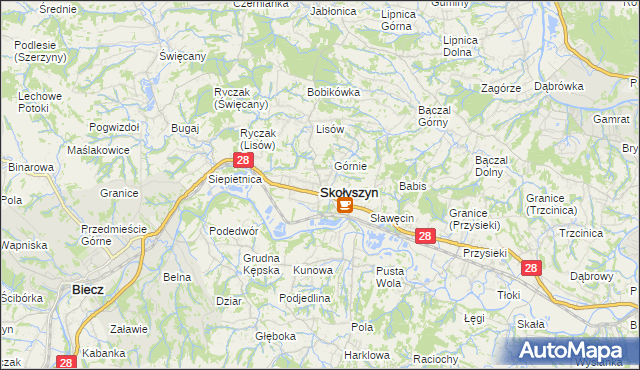 mapa Skołyszyn, Skołyszyn na mapie Targeo