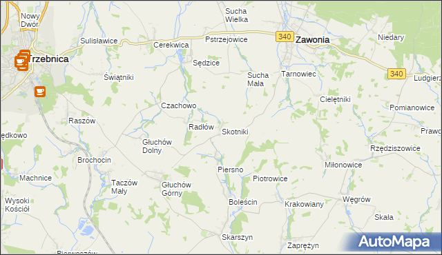 mapa Skotniki gmina Zawonia, Skotniki gmina Zawonia na mapie Targeo