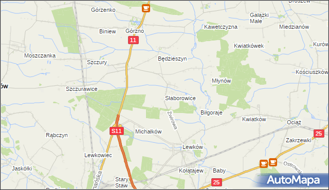 mapa Słaborowice, Słaborowice na mapie Targeo