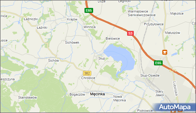 mapa Słup gmina Męcinka, Słup gmina Męcinka na mapie Targeo