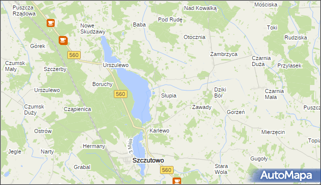 mapa Słupia gmina Szczutowo, Słupia gmina Szczutowo na mapie Targeo