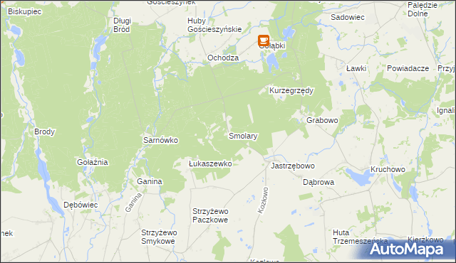 mapa Smolary gmina Trzemeszno, Smolary gmina Trzemeszno na mapie Targeo