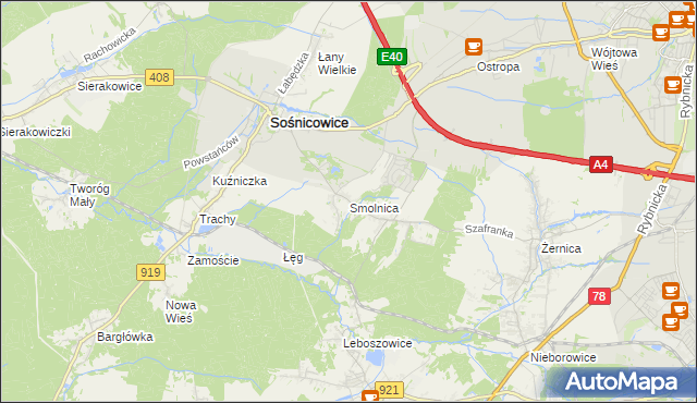 mapa Smolnica gmina Sośnicowice, Smolnica gmina Sośnicowice na mapie Targeo