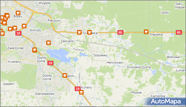 mapa Sobolewo gmina Supraśl, Sobolewo gmina Supraśl na mapie Targeo