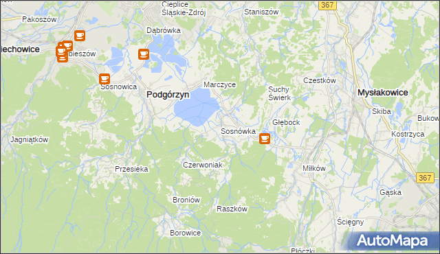 mapa Sosnówka gmina Podgórzyn, Sosnówka gmina Podgórzyn na mapie Targeo