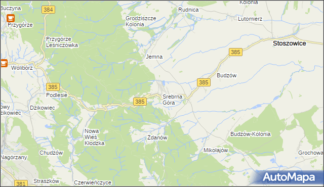 mapa Srebrna Góra gmina Stoszowice, Srebrna Góra gmina Stoszowice na mapie Targeo