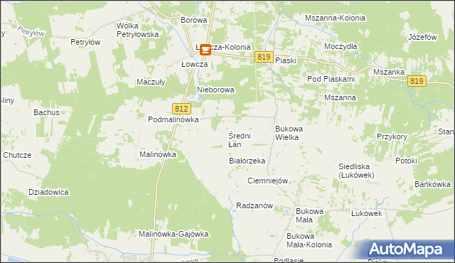 mapa Średni Łan, Średni Łan na mapie Targeo