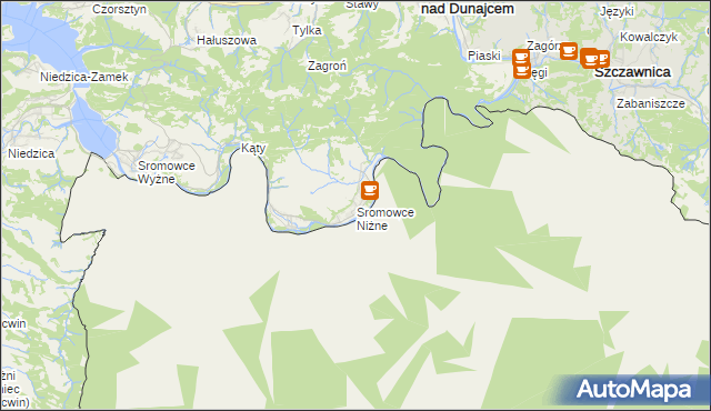 mapa Sromowce Niżne, Sromowce Niżne na mapie Targeo