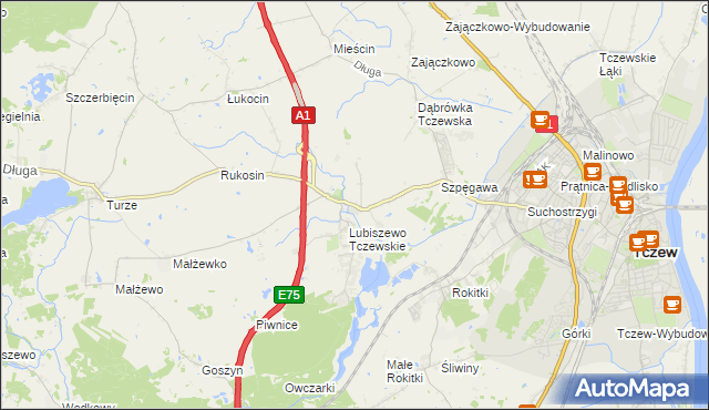 mapa Stanisławie gmina Tczew, Stanisławie gmina Tczew na mapie Targeo