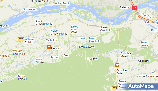 mapa Stanisławów gmina Leoncin, Stanisławów gmina Leoncin na mapie Targeo