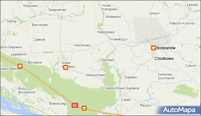 mapa Stanowo gmina Bodzanów, Stanowo gmina Bodzanów na mapie Targeo