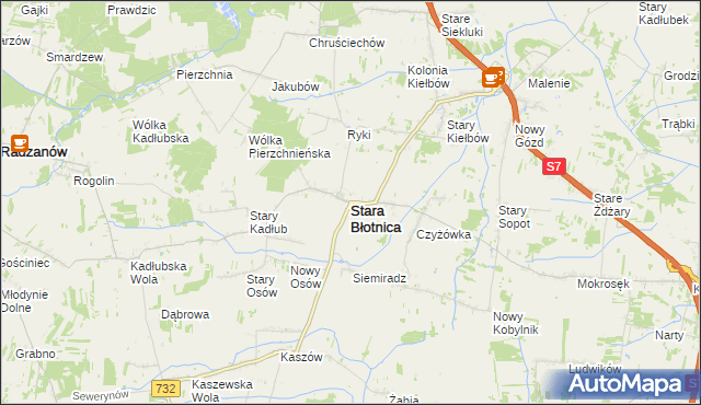 mapa Stara Błotnica, Stara Błotnica na mapie Targeo