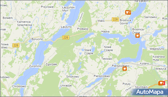 mapa Stare Czaple gmina Stężyca, Stare Czaple gmina Stężyca na mapie Targeo