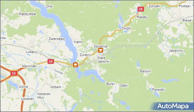 mapa Stare Jabłonki, Stare Jabłonki na mapie Targeo