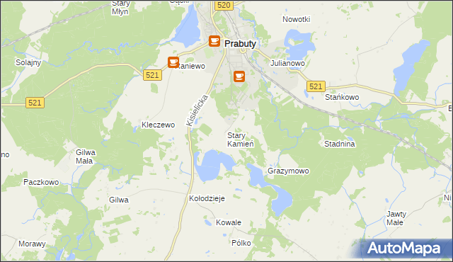 mapa Stary Kamień gmina Prabuty, Stary Kamień gmina Prabuty na mapie Targeo