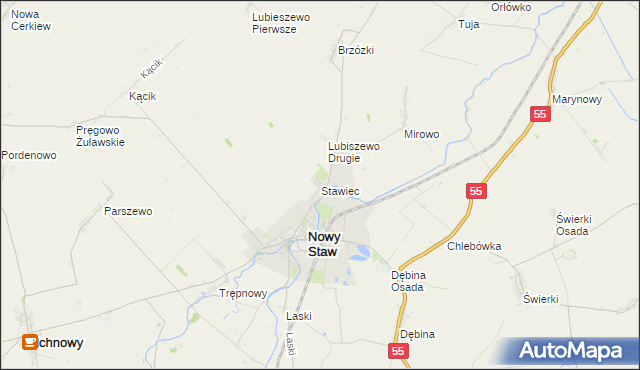 mapa Stawiec gmina Nowy Staw, Stawiec gmina Nowy Staw na mapie Targeo