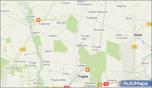 mapa Stefanów gmina Rogów, Stefanów gmina Rogów na mapie Targeo