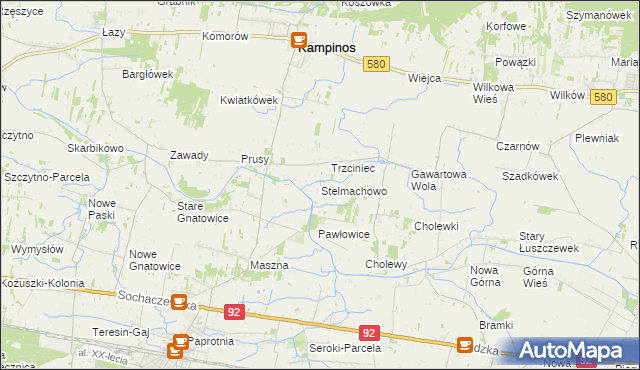 mapa Stelmachowo gmina Leszno, Stelmachowo gmina Leszno na mapie Targeo