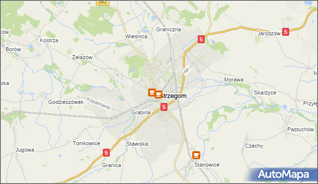mapa Strzegom powiat świdnicki, Strzegom powiat świdnicki na mapie Targeo