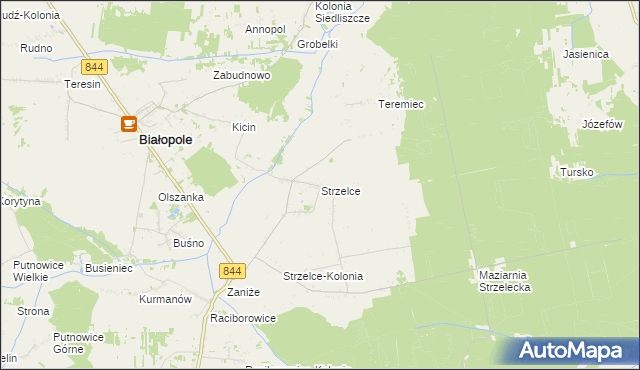 mapa Strzelce gmina Białopole, Strzelce gmina Białopole na mapie Targeo