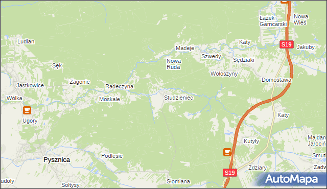 mapa Studzieniec gmina Pysznica, Studzieniec gmina Pysznica na mapie Targeo