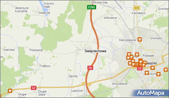 mapa Święciechowa, Święciechowa na mapie Targeo