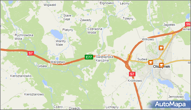 mapa Świętajńska Karczma, Świętajńska Karczma na mapie Targeo