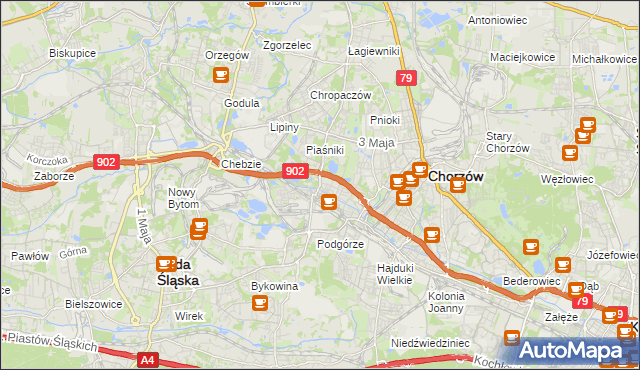 mapa Świętochłowice, Świętochłowice na mapie Targeo