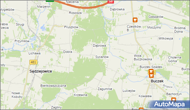 mapa Sycanów, Sycanów na mapie Targeo