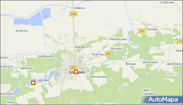 mapa Szamoty gmina Szamocin, Szamoty gmina Szamocin na mapie Targeo