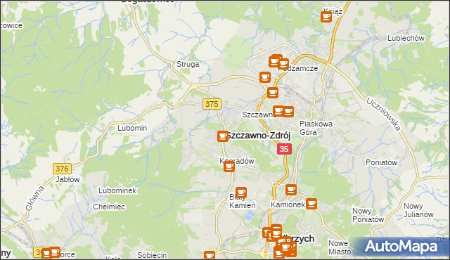 mapa Szczawno-Zdrój, Szczawno-Zdrój na mapie Targeo