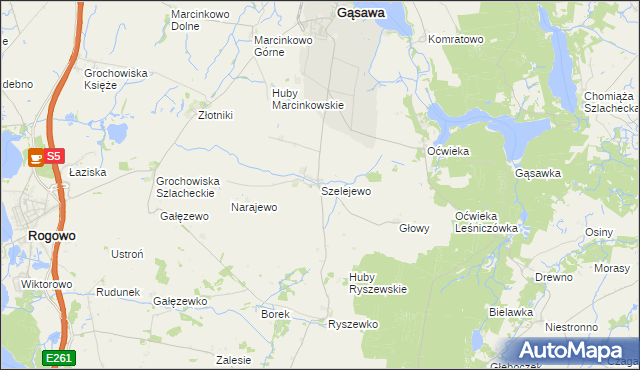 mapa Szelejewo gmina Gąsawa, Szelejewo gmina Gąsawa na mapie Targeo