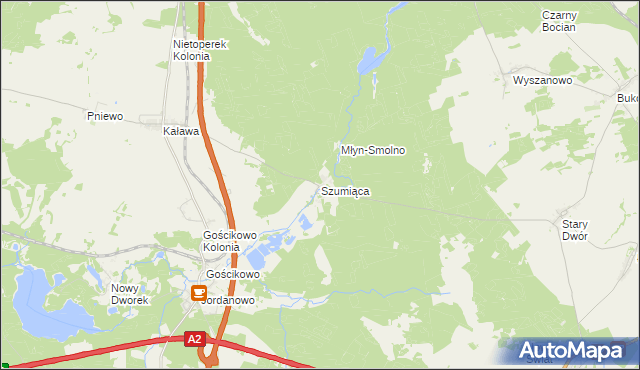 mapa Szumiąca gmina Międzyrzecz, Szumiąca gmina Międzyrzecz na mapie Targeo