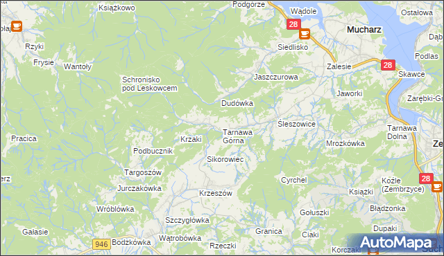 mapa Tarnawa Górna gmina Zembrzyce, Tarnawa Górna gmina Zembrzyce na mapie Targeo