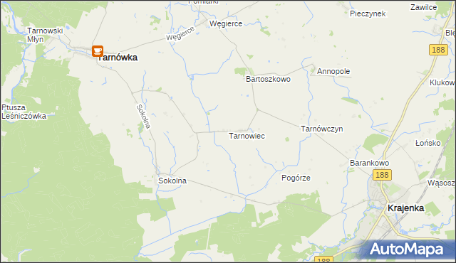 mapa Tarnowiec gmina Tarnówka, Tarnowiec gmina Tarnówka na mapie Targeo