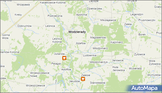 mapa Teodorów gmina Wodzierady, Teodorów gmina Wodzierady na mapie Targeo