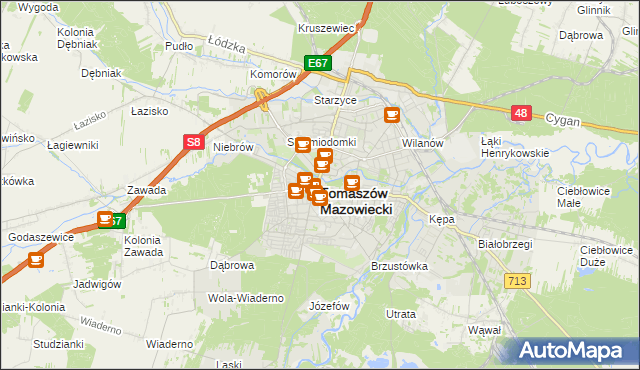 mapa Tomaszów Mazowiecki, Tomaszów Mazowiecki na mapie Targeo