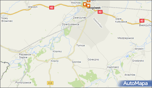 mapa Tomice gmina Głogówek, Tomice gmina Głogówek na mapie Targeo