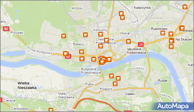 mapa Torunia, Toruń na mapie Targeo