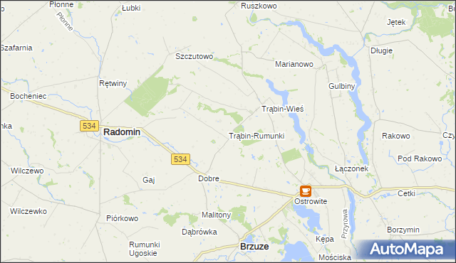 mapa Trąbin-Rumunki, Trąbin-Rumunki na mapie Targeo