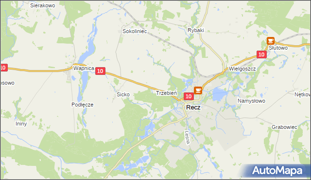 mapa Trzebień gmina Recz, Trzebień gmina Recz na mapie Targeo